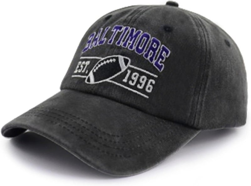 Terojnkl Embroidered City Football Hat for Men Women, Adjustable Unisex Cotton Fans Baseball Cap - Image 2